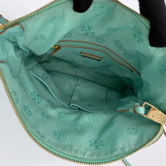Tory Burch Emerson “Tiffany” turquoise Leather Flap Crossbody - Picture 8 of 13